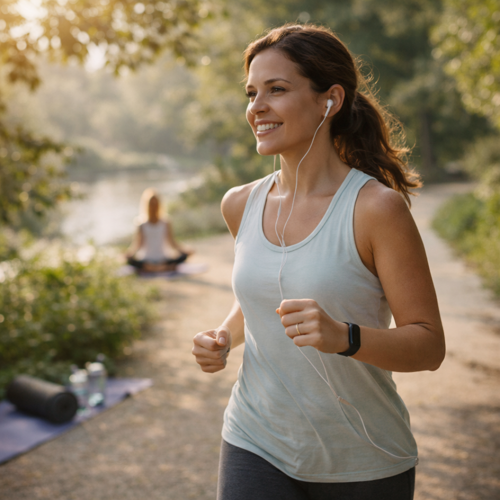 A woman enjoying a healthy lifestyle post-recovery, showcasing the success of non-medical treatment approaches