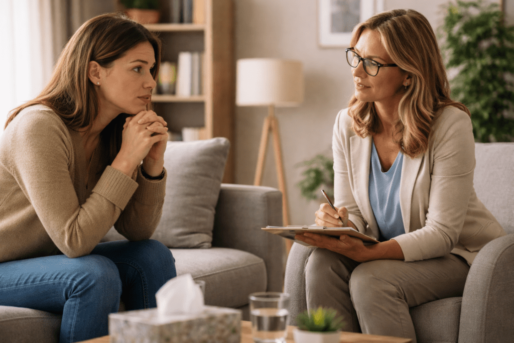 A private counseling session, reflecting Anatta's focus on individual, confidential treatment